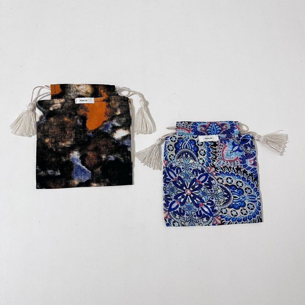 CHAN LUU Tassel Drawstring Jewelry Scarf Dust Bags Storage Gift Pouches Lot of 2